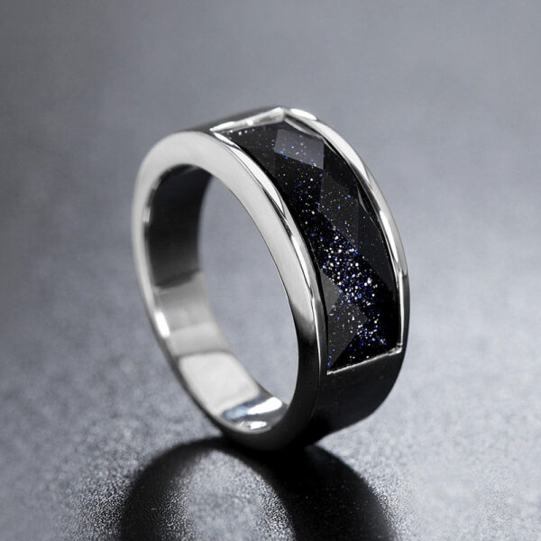 Fashion Simple European And American Style Gemstone Men's And Women's Titanium Steel Ring - Image 2