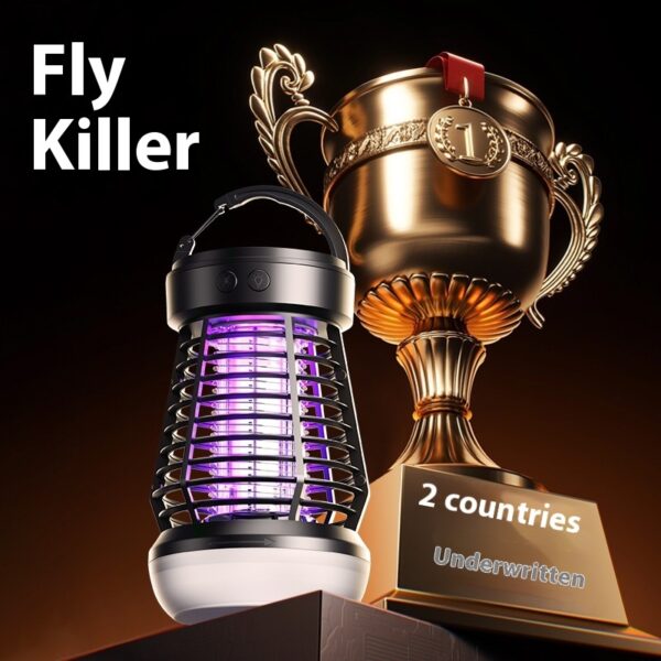2in1 Mosquito Killer Lamp Electric Fly Catcher USB Rechargeable Electric Mosquito Swatter Electric Fly Trap With Night Light S0S Emergency Light Mosquito Killer Terrace Camping - Image 3