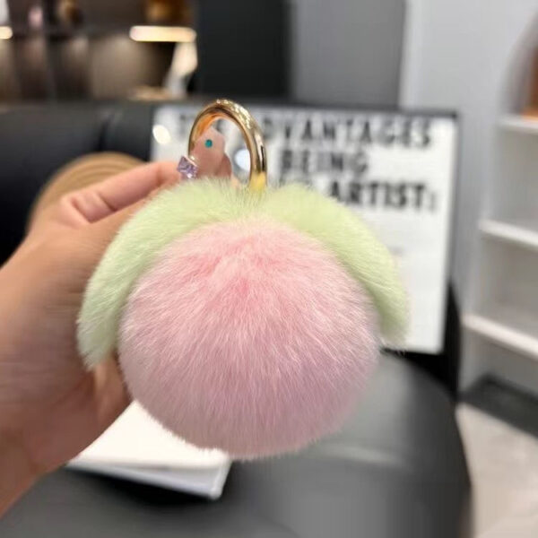 Peach Car Key Ring Pendant Plush Hang Decorations - Image 6