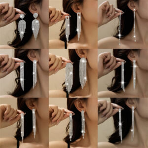 Personality Rhinestone Tassel Earrings For Women