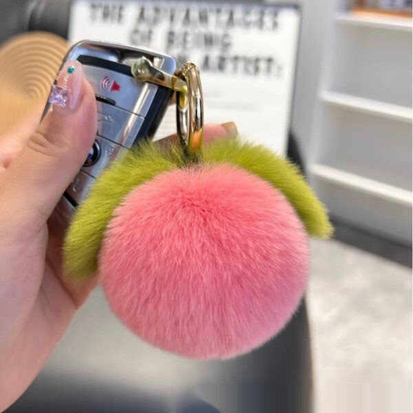 Peach Car Key Ring Pendant Plush Hang Decorations - Image 2