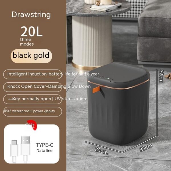 Smart Trash Can With Lid For Bedroom And Living Room Kitchen Storage Box Trash Can Induction Small Car Box Automatic Smart Dustbin Smart Trash Bin - Image 3