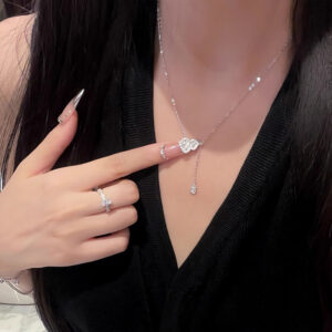 Full Rhinestone Tassel Gourd Necklace Women's Zircon Pendant Clavicle Chain