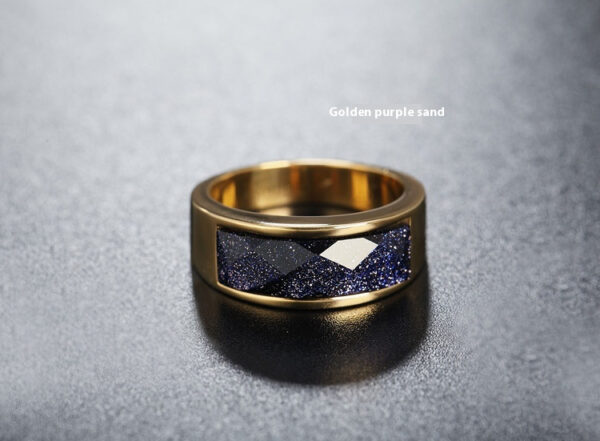 Fashion Simple European And American Style Gemstone Men's And Women's Titanium Steel Ring - Image 3