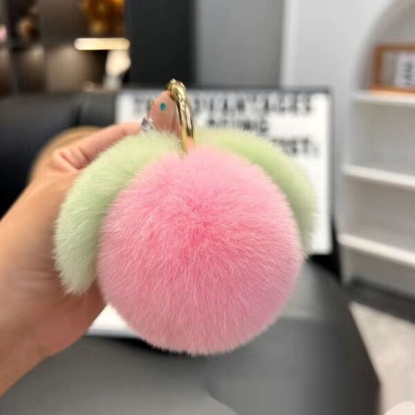 Peach Car Key Ring Pendant Plush Hang Decorations - Image 4