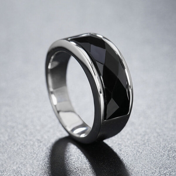 Fashion Simple European And American Style Gemstone Men's And Women's Titanium Steel Ring