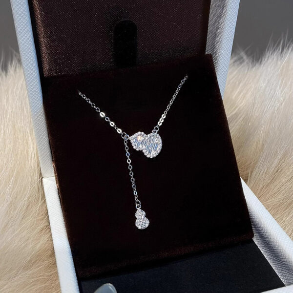 Full Rhinestone Tassel Gourd Necklace Women's Zircon Pendant Clavicle Chain - Image 3