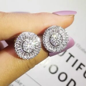Big Round Zircon-encrusted Stud Earrings