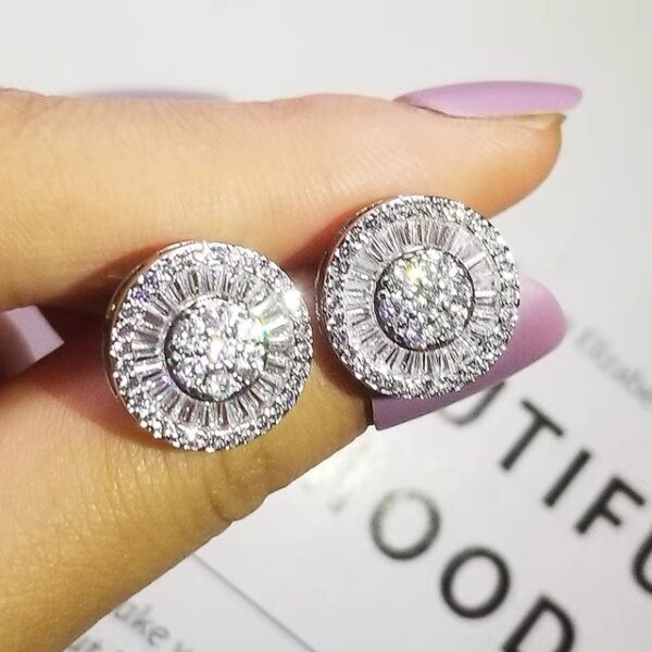 Big Round Zircon-encrusted Stud Earrings