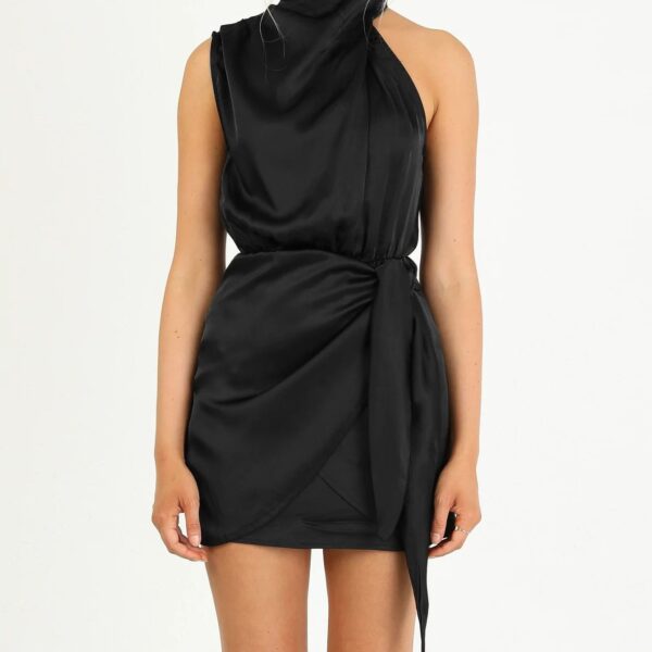 Elegant Halter Neck Dress Fashion Sleeveless Waist-tied Short Dresses For Evening Party Clothing Women - Image 2
