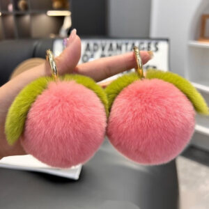 Peach Car Key Ring Pendant Plush Hang Decorations