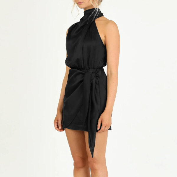 Elegant Halter Neck Dress Fashion Sleeveless Waist-tied Short Dresses For Evening Party Clothing Women - Image 3