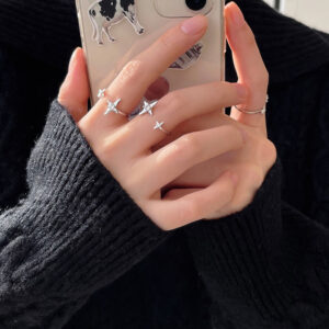 Cold Wind Special-interest Design Adjustable Eight-pointed Stars Ring For Women