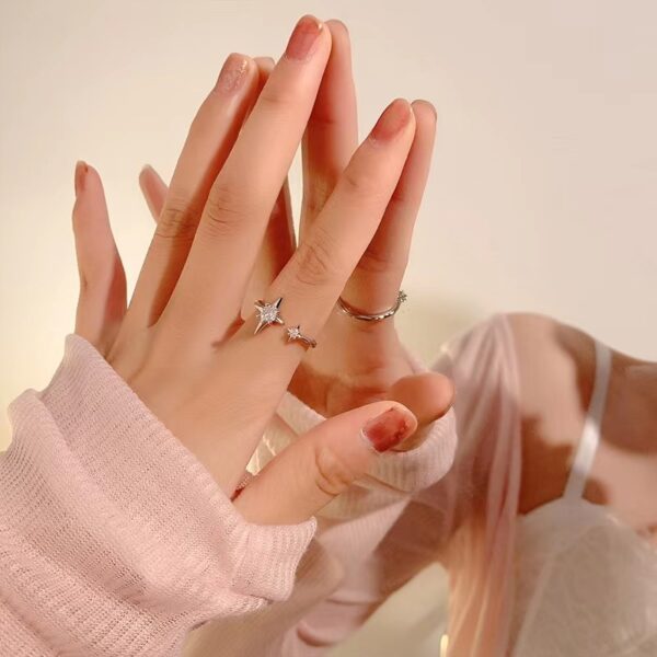 Cold Wind Special-interest Design Adjustable Eight-pointed Stars Ring For Women - Image 6