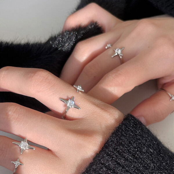 Cold Wind Special-interest Design Adjustable Eight-pointed Stars Ring For Women - Image 3