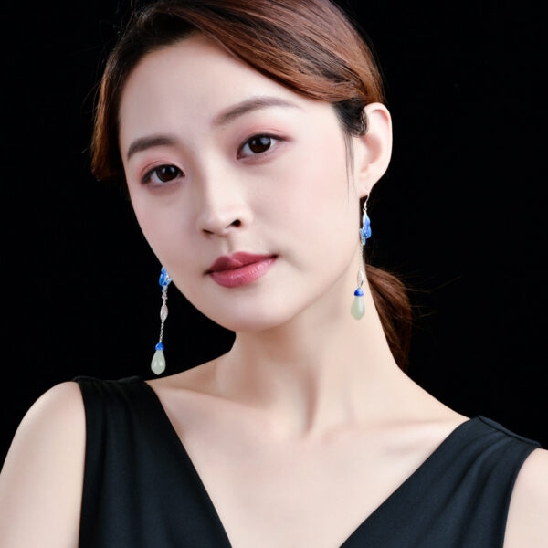 Classical Silver Butterfly Magnolia Earrings - Image 3