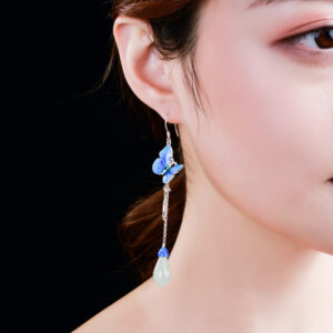 Classical Silver Butterfly Magnolia Earrings