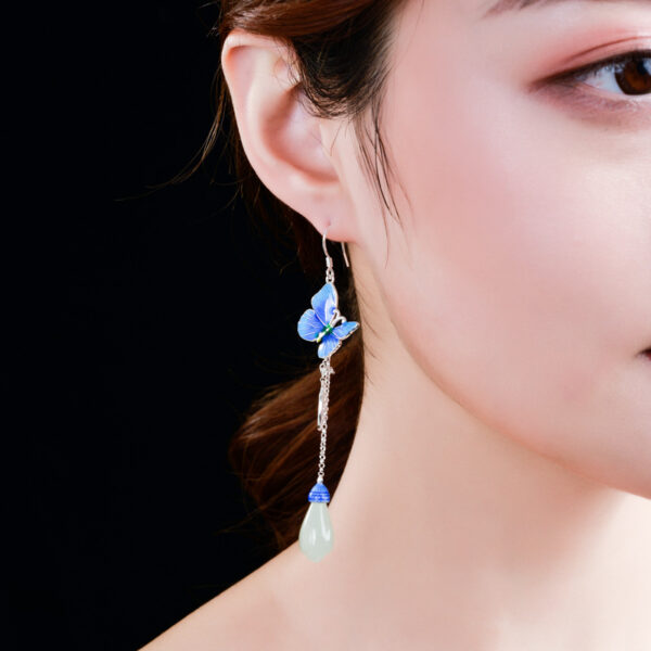 Classical Silver Butterfly Magnolia Earrings