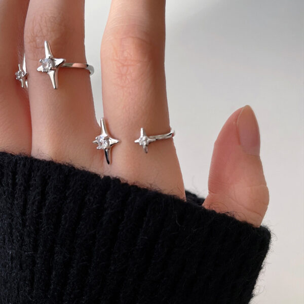 Cold Wind Special-interest Design Adjustable Eight-pointed Stars Ring For Women - Image 5