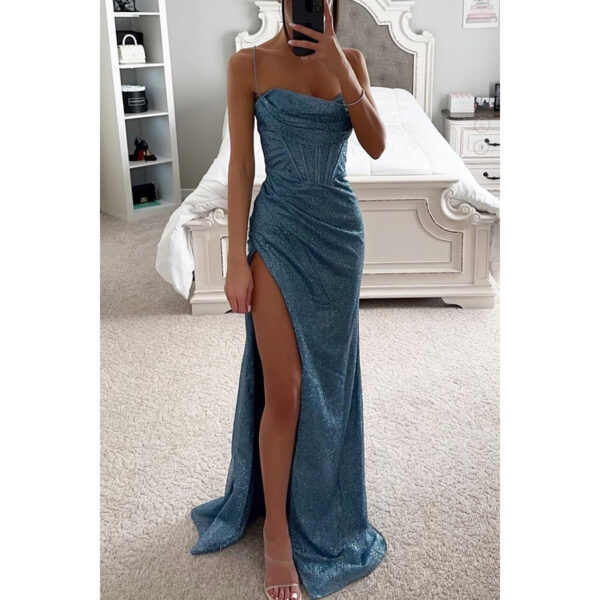 Sexy Split Suspender Dress Fashion Evening Party Slim V-neck Long Dresses Summer Clothing For Women - Image 6