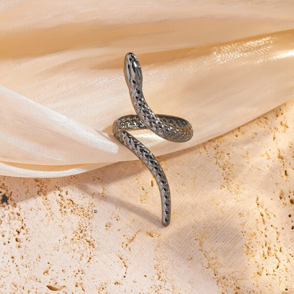 European And American Fashion Punk Goth Style Ring Snake-shaped Opening - Image 3