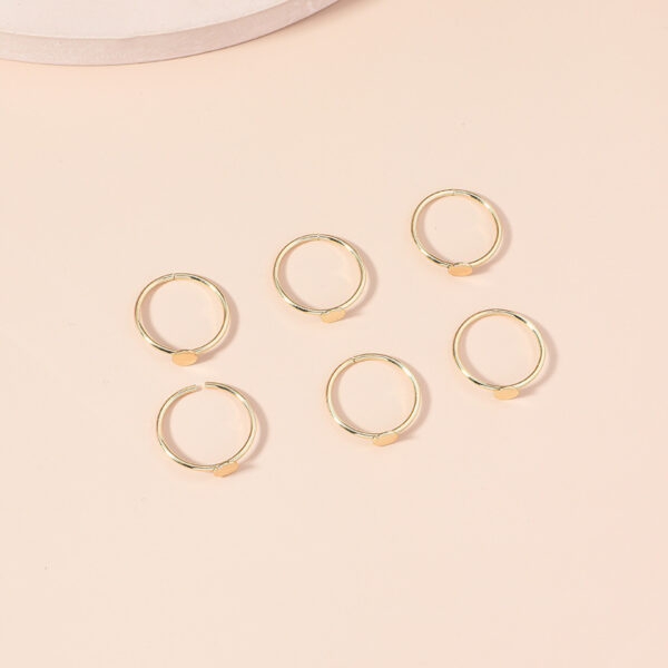 Simple Design Mori Normcore Style Alloy 6-piece Small Open Ring - Image 3