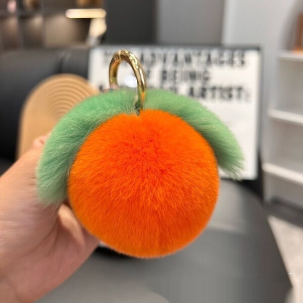 Peach Car Key Ring Pendant Plush Hang Decorations - Image 3