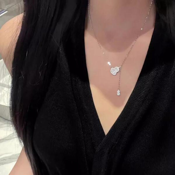 Full Rhinestone Tassel Gourd Necklace Women's Zircon Pendant Clavicle Chain - Image 2