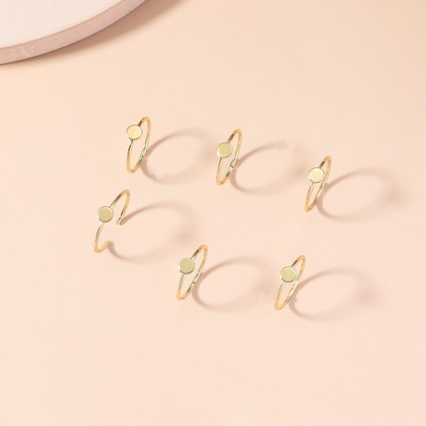Simple Design Mori Normcore Style Alloy 6-piece Small Open Ring - Image 2